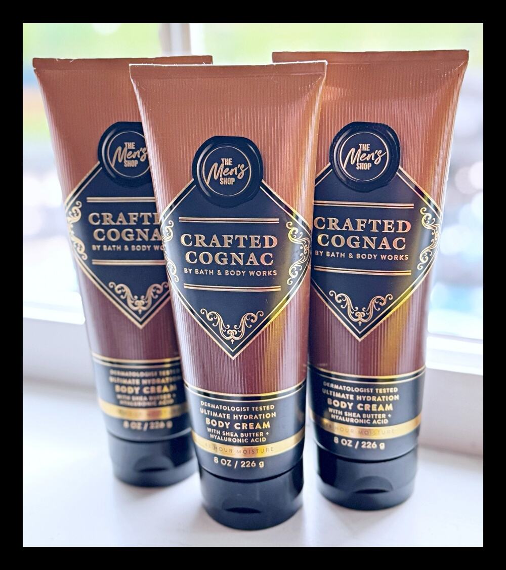 Bath & Body Works Crafted Cognac Men's Shop Ultimate Hydration Body Cream x3